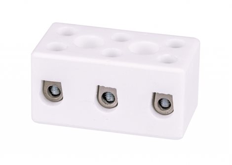 CPO-10A-3P Porcelánová bloková svorka 3P - 6 mm2, s montážními otvory
