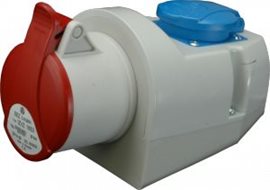 IZVZ 3253 Nástěnná komb.zásuvka 400V 32A 5p + 230V 16A 3p