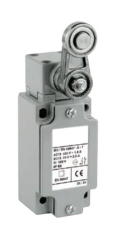 KSBM5E41X11 Koncový spínač kovový s pákou a kladkou - nylonové kolečko (průměr 22 mm), šířka 40 mm 1