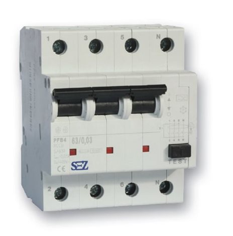 PFB4 25/0,03 Proudový chránič 4póly, 25A, 30mA, 10kA