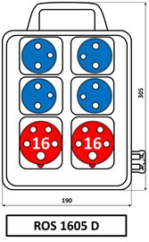 ROS 1605 D Zásuvková rozvodnice 2x1653+4x230 V s držákem, IP 44