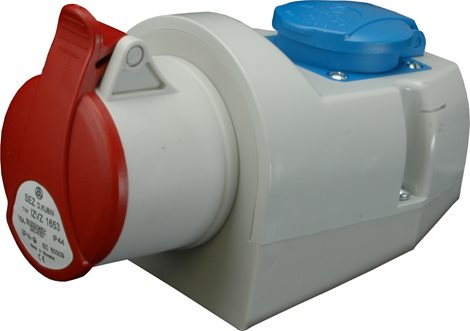 IZVZ 1653 Nástěnná komb.zásuvka 400V 16A 5p + 230V 16A 3p