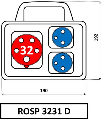 ROSP 3231 D minizásuvková kombinace Praktik - IP 54 s držadlem 1