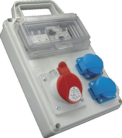 ROS FI-1603 D Z.r.:1 x IE 1653 + 2x230V/16A- jištěná+chránič IP44 s držadlem 1