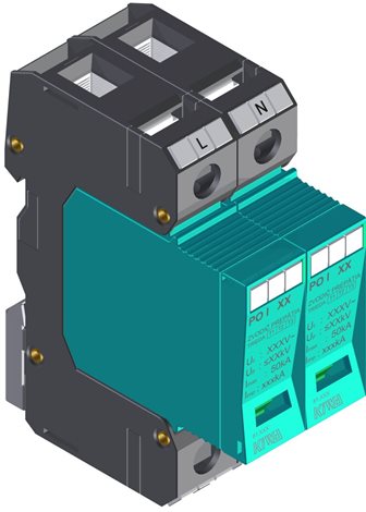 PO II 2 280V/40kA Přepěťová ochrana PO II 2 280V/40kA, modulární, vyměnitelná, C+D