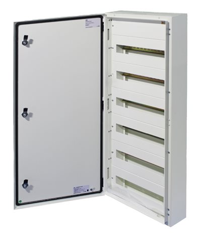 T-BOX 108/6/18 Kovová skříň T-BOX, nástěnná, 108 modulů - 6 řad, IP 65, 1050x450x125 mm