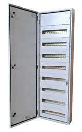 T-BOX 144/8/18 Kovová skříň T-BOX, nástěnná, 144 modulů - 8 řad, IP 65, 1400x450x125 mm
