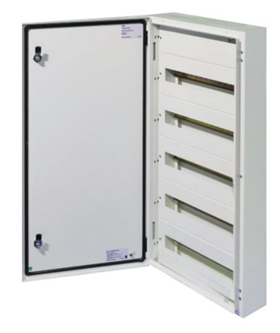 T-BOX 90/5/18 Kovová skříň T-BOX, nástěnná, 90 modulů - 5 řad, IP 65, 900x450x125 mm