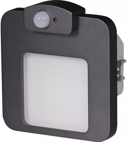 01-326-32 Světlo LED MOZA s čidlem, pod omítku, do KU krabice, 230Vstř, IP20, GRAFIT, TEPLÁ BÍLÁ