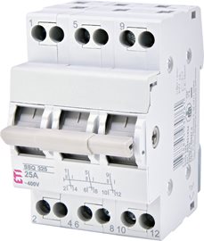 SSQ 340 Modulový přepínač I-0-II SSQ 340, 3-pólový, kat. AC-22A, In = 40A, Un = 230/400V AC