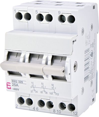 SSQ 340 Modulový přepínač I-0-II SSQ 340, 3-pólový, kat. AC-22A, In = 40A, Un = 230/400V AC