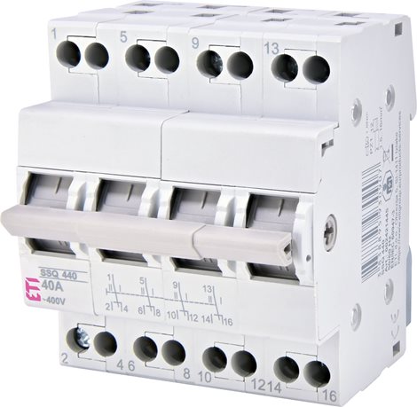 SSQ 440 Modulový přepínač I-0-II SSQ 440, 4-pólový, kat. AC-22A, In = 40A, Un = 230/400V AC