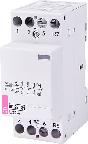 RD 25-31-230V AC/DC modulární stykač 3xNO + 1xNC 25A