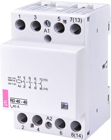 RD 40-40-230V AC/DC modulární stykač 4xNO 40A