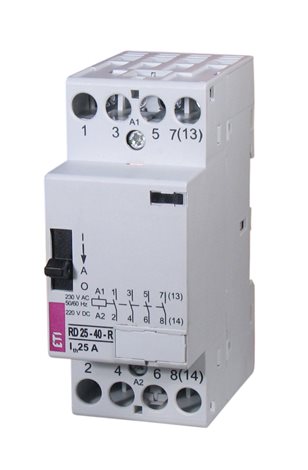 RD 25-40-R-230V AC/DC Modulární stykač 4p přepínač ON-OFF-AUTO