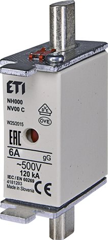 NV000/NH000 gG 6A/500V Nožová pojistka