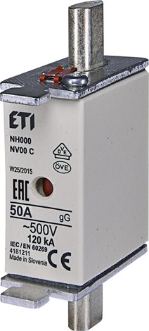 NV000/NH000 gG 50A/500V Nožová pojistka