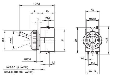 3232-01870 Spínač páčkový vestavný 2A/250V 2