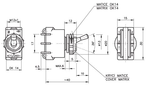 3336-62890 Přepínač páčkový vestavný 4A/250V 2
