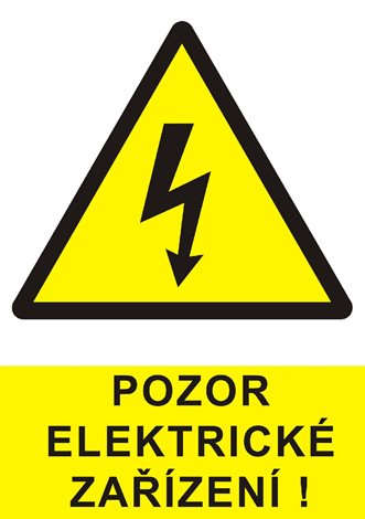 Samolepka 0101 A7 Výstražná značka Pozor elektrické zařízení, samolepící folie