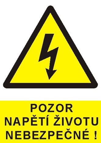 Samolepka 0102 14,8x5,2cm Výstražná značka Pozor napětí životu nebezpečné !