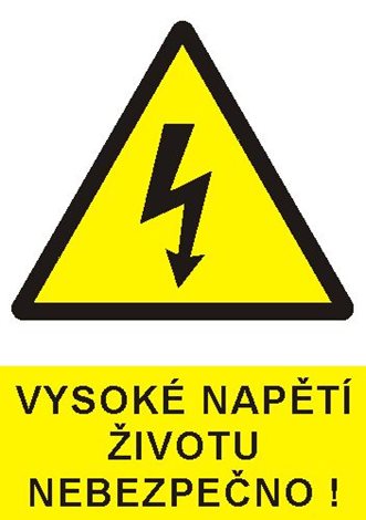 Samolepka 0103 A4 Výstražná značka Vysoké napětí životu nebezpečno !