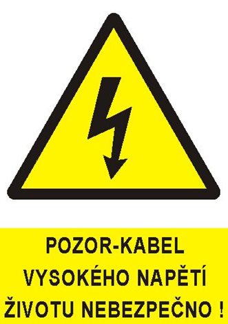 Samolepka 0108 A4 Pozor - kabel vysokého napětí životu nebezpečno !