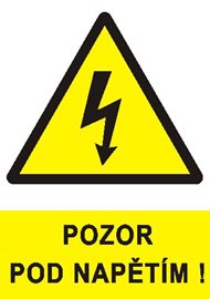 Samolepka 0121 A7 Pozor pod napětím !
