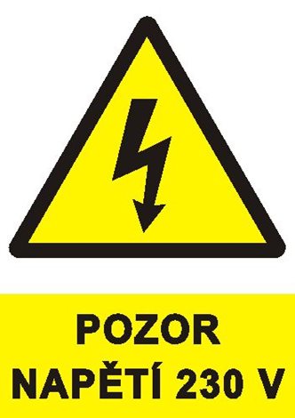 Samolepka 0181C 3x1,5cm Pozor napětí 230 V