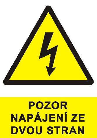 Samolepka 0199A A5 Pozor napájení ze dvou stran