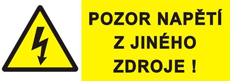 Samolepka 0199HA 7,4x2,6cm Pozor ! Napětí z jiného zdroje