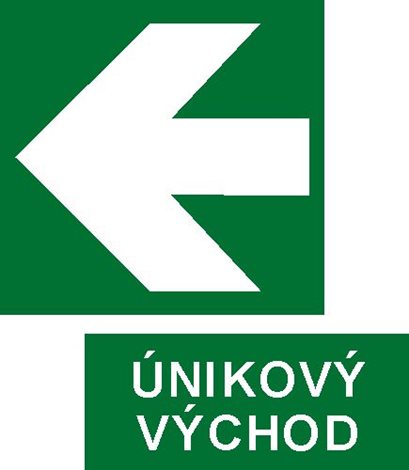 Samolepka 7810A A6 Únikový východ (text + šipka)