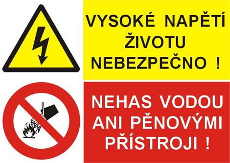 Samolepka 8211 A7 Vysoké napětí životu nebezpečno! / Nehas vodou ani pěnovými přístroji