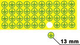 Samolepka DT012K Znak ochranné uzemnění zelený tisk/průměr 1,3cm