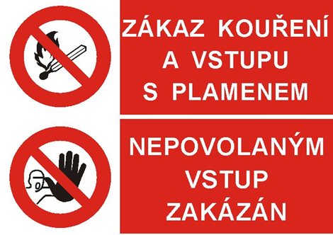 Samolepka STI A4 Zákaz kouření a vstupu s plamenem/Nepovolaným vstup zakázán