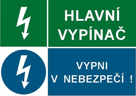 Samolepka STL A6 Hlavní vypínač!/Vypni v nebezpečí!