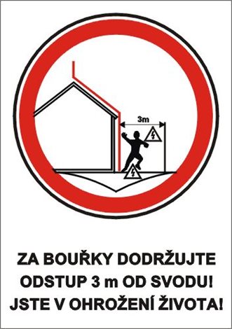 Tabulka ZTC020 A7 Za bouřky dodržujte odstup 3 m od svodu! Jste v ohrožení života!