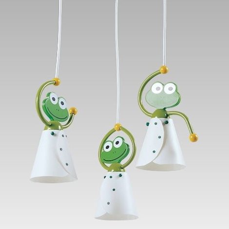 FROG dětské závěsné svítidlo 3x E14 40W bez zdroje 38,5cm IP20, bílé/zelené