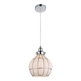 PERUGIA závěsné svítidlo 1x E27 60W bez zdroje 20cm IP20, chrom/opál