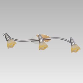 SISSI přisazené bodové svítidlo 3x E14 R50 40W bez zdroje 70cm IP20, saténový nikl/dřevo