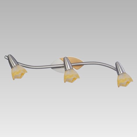 SISSI přisazené bodové svítidlo 3x E14 R50 40W bez zdroje 70cm IP20, saténový nikl/dřevo