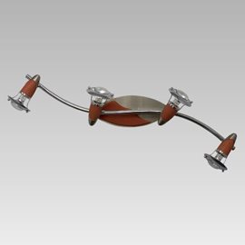 ZEUS přisazené bodové svítidlo 4x E14 40W bez zdroje 83cm IP20, saténový nikl/třešňové dřevo