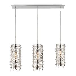 VITRA závěsné svítidlo 3x E14 40W bez zdroje 60cm IP20, nerezová ocel/křišťál
