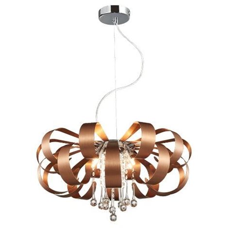 RIBBON CRYSTAL závěsné svítidlo 6x G9 33W bez zdroje 60cm IP20, měděné