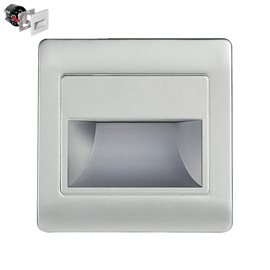 STEP LIGHT schodišťové svítidlo LED 1,5W 120lm 4000K 8,6cm hranaté IP20, matně stříbrné