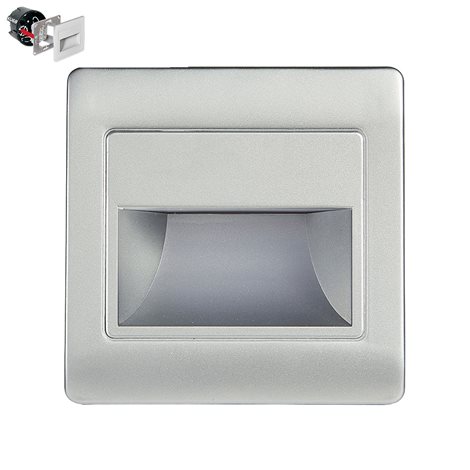 STEP LIGHT schodišťové svítidlo LED 1,5W 120lm 4000K 8,6cm hranaté IP20, matně stříbrné 1