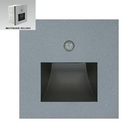 STEP LIGHT SUNNY schodišťové svítidlo se senzorem LED 1W 70lm 4000K 8,7cm hranaté IP20, tmavě šedé