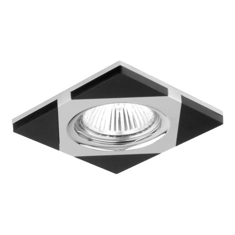 DOWNLIGHT podhledové svítidlo 1x GU10 50W bez zdroje 8,8cm hranaté IP20, černé/chromové