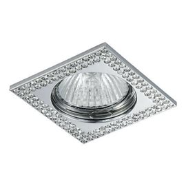 DOWNLIGHT podhledové svítidlo 1x GU10 50W bez zdroje 7,1cm hranaté IP20, chrom/křišťál