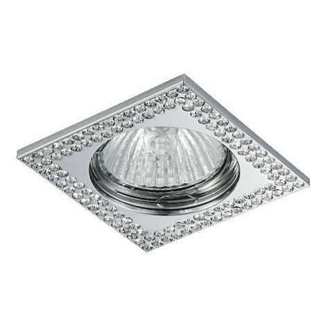 DOWNLIGHT podhledové svítidlo 1x GU10 50W bez zdroje 7,1cm hranaté IP20, chrom/křišťál
